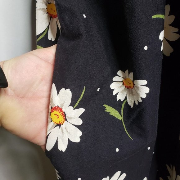 Vintage Black Daisy Summer Print Dress On The Verge Size Large Maxi - Picture 8 of 11